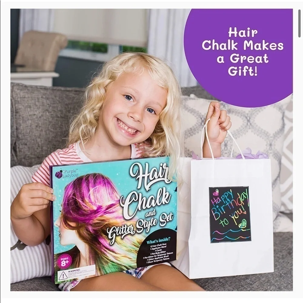 Brand New Hair Chalk & Glitter Style Set Temporary Hair Color Sealed